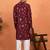 Men maroon anchor kurta with gold floral motif prints