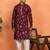 Men maroon anchor kurta with gold floral motif prints