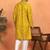 Men mustard anchor kurta with gold floral motif prints