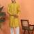 Men mustard anchor kurta with gold floral motif prints
