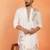 Men embroidered thread work embellished yoke design long cream kurta