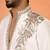 Men embroidered thread work embellished yoke design long cream kurta