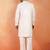 Men embroidered thread work embellished yoke design long cream kurta