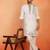 Men embroidered thread work embellished yoke design long cream kurta