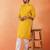 Cotton silk sequenced thread work yellow festive kurta with pyjamas