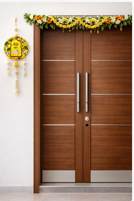 handmade yellow lotus mdf wall hangingcow design beads and home decor hanging (pack of 2) 3