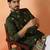 Cotton silk floral embroidered green kurta with pyjamas