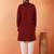 Cotton silk floral embroidered maroon kurta with pyjamas