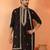 Cotton silk sequenced & embroidered black kurta set with dupatta