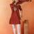 Cotton silk yoke design embroidered maroon kurta set with dupatta