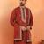Cotton silk yoke design embroidered maroon kurta set with dupatta