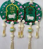 handmade shubh labh cow wall hanging decorative torantraditional latkan for home temple decor (pack of 2)