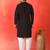 Cotton silk yoke design embroidered black kurta set with dupatta