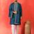 Cotton silk yoke design embroidered blue kurta set with dupatta