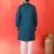 Cotton silk yoke design embroidered blue kurta set with dupatta