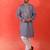 Cotton silk yoke design embroidered purple kurta set with dupatta