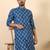 Ethnic motifs jaipuri printed 100% cotton blue kurta with pyjamas