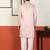 Cotton silk embroidered floral pink kurta with pyjamas