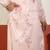 Cotton silk embroidered floral pink kurta with pyjamas