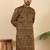 Ethinic motifs jacquard rust festive kurta with pyjamas