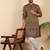Ethinic motifs jacquard blue festive kurta with pyjamas