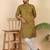 Ethinic motifs jacquard green festive kurta with pyjamas