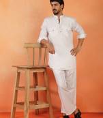 Viscos rayon white pathani kurta and pyjamas