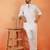 Viscos rayon white pathani kurta and pyjamas