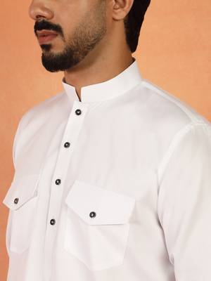 Viscos rayon white pathani kurta and pyjamas 2