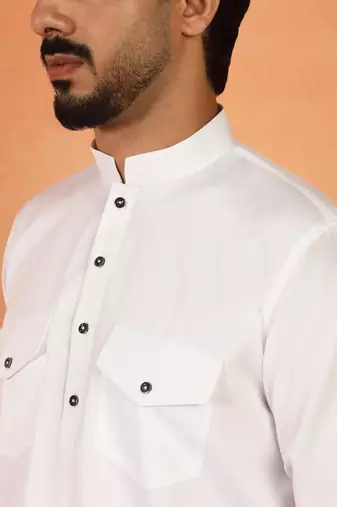 Viscos rayon white pathani kurta and pyjamas