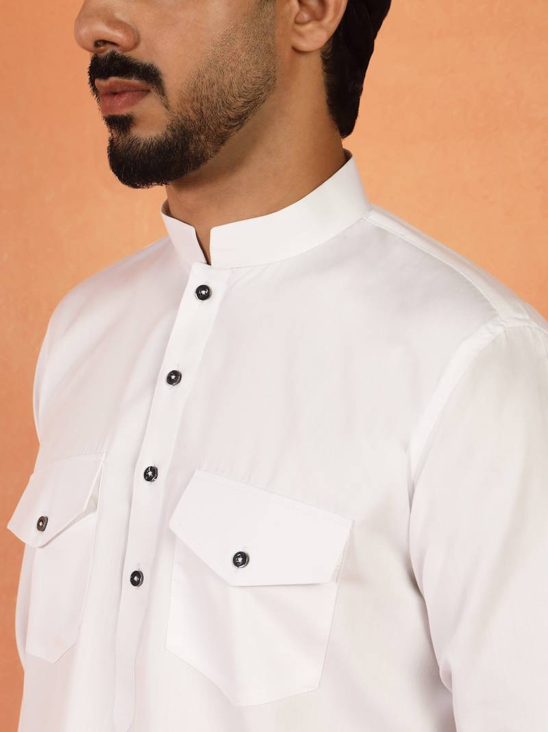 Viscos rayon white pathani kurta and pyjamas
