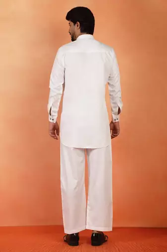 Viscos rayon white pathani kurta and pyjamas