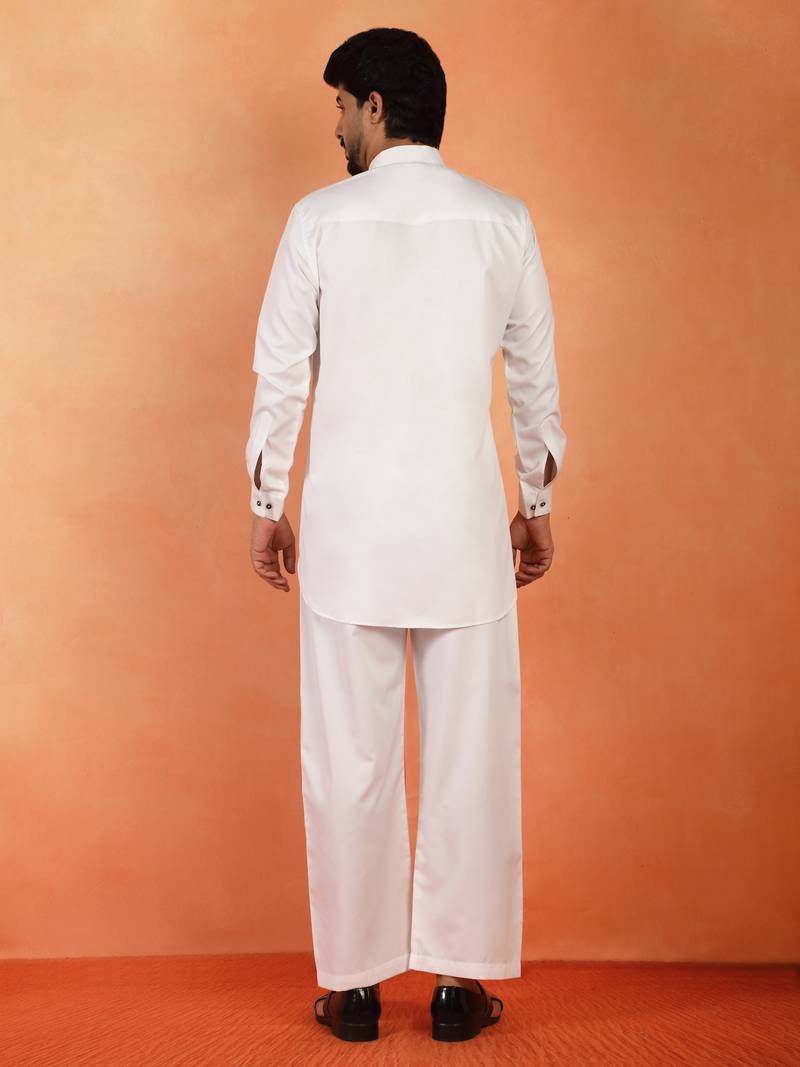 Viscos rayon white pathani kurta and pyjamas