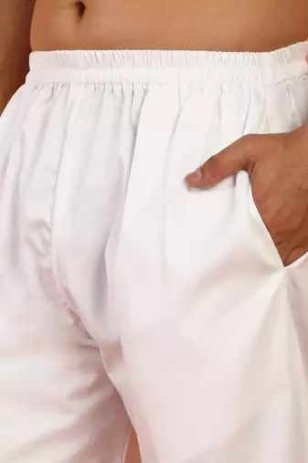 Viscos rayon white pathani kurta and pyjamas