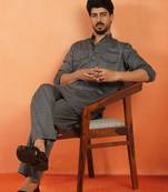 Viscos rayon grey pathani kurta and pyjamas