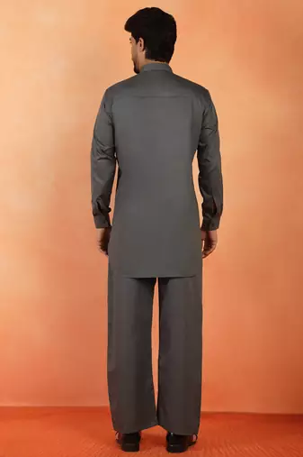 Viscos rayon grey pathani kurta and pyjamas