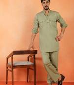 Viscos rayon green pathani kurta and pyjamas