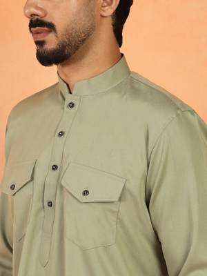 Viscos rayon green pathani kurta and pyjamas 2