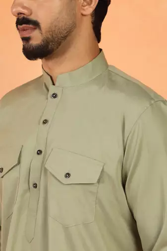 Viscos rayon green pathani kurta and pyjamas