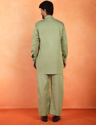 Viscos rayon green pathani kurta and pyjamas 3