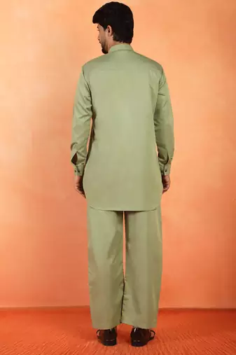 Viscos rayon green pathani kurta and pyjamas