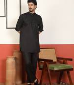 Viscos rayon black pathani kurta and pyjamas