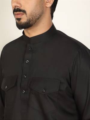 Viscos rayon black pathani kurta and pyjamas 2
