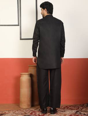 Viscos rayon black pathani kurta and pyjamas 3