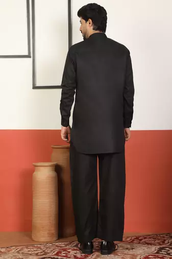 Viscos rayon black pathani kurta and pyjamas