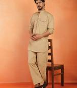 Viscos rayon beige pathani kurta and pyjamas