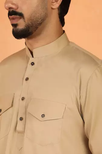Viscos rayon beige pathani kurta and pyjamas