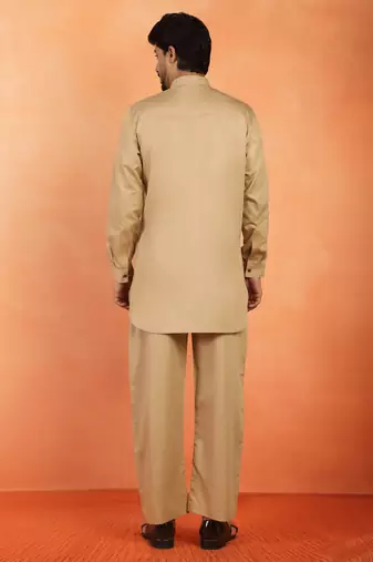 Viscos rayon beige pathani kurta and pyjamas