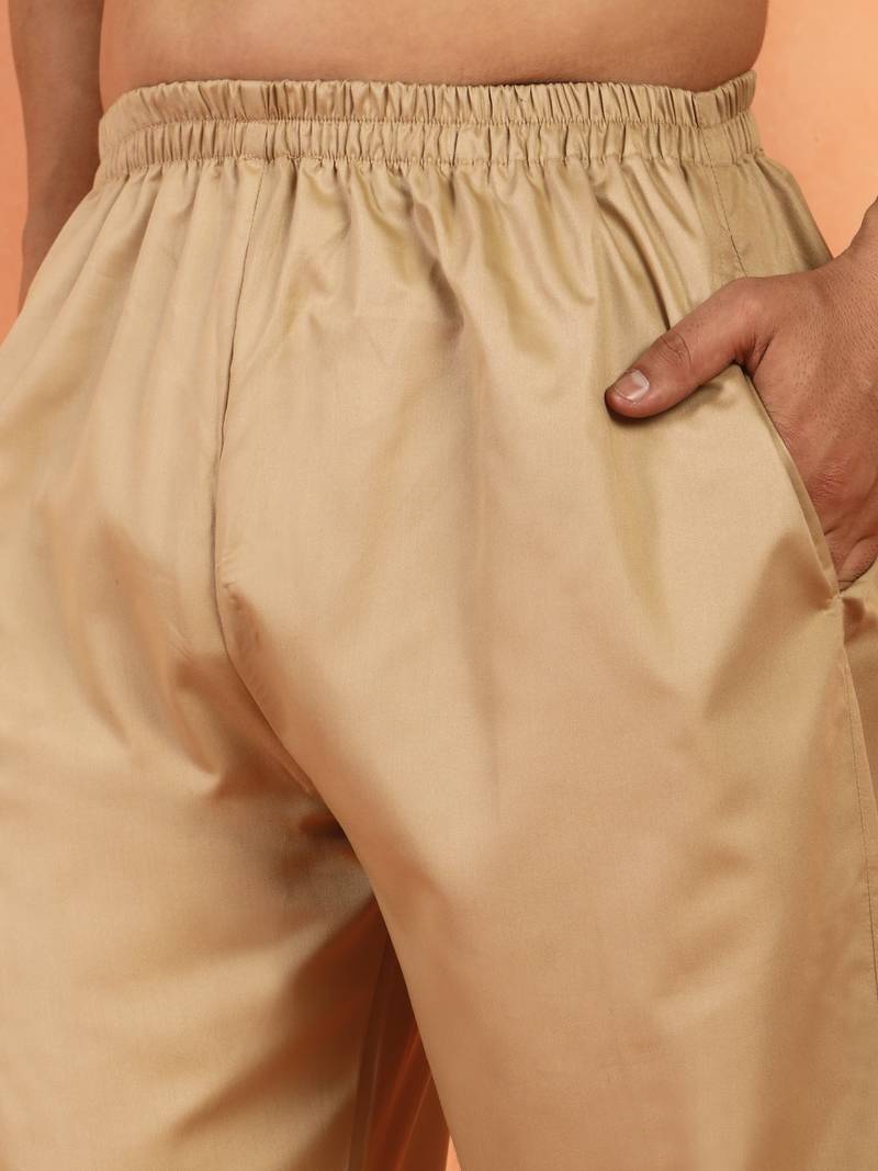 Viscos rayon beige pathani kurta and pyjamas
