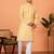 Cotton stripe knee length beige kurta and pyjama